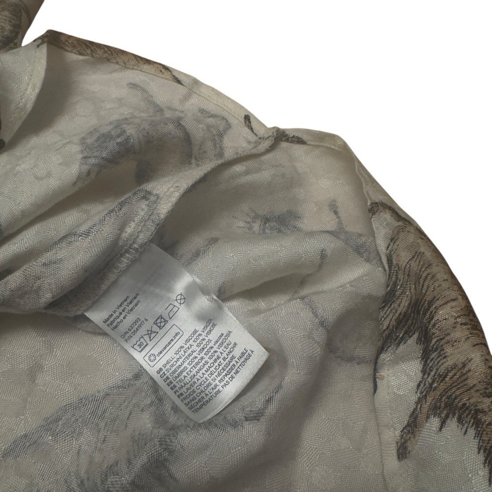 H&M Monkey Print Tie Neck Shift Dress Size 2 Cream Jacquard Rare Discontinued - Picture 13 of 16